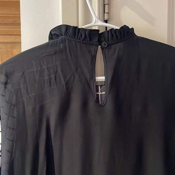 Preen line high ruffle neck asymmetrical hem grid print blouse small - Picture 8 of 9